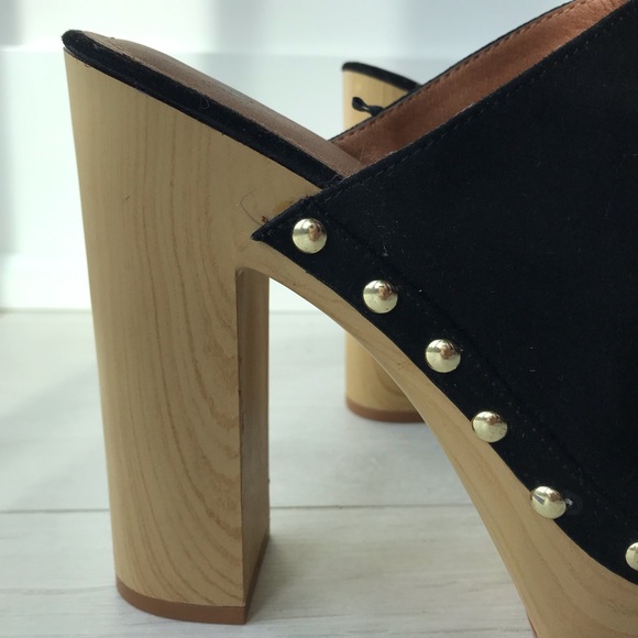 Size 8.5 Chunky Block Platforms Black Suede - Picture 3 of 5